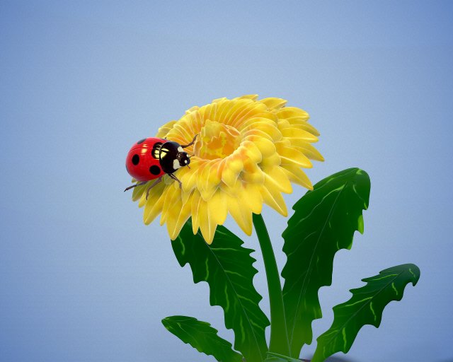 Printready ladybug and flower 3d print model Model do druku 3D .c4d .max .obj .3ds .fbx .stl .blend 