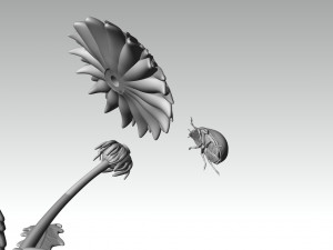 Printready ladybug and flower 3d print model Model do druku 3D