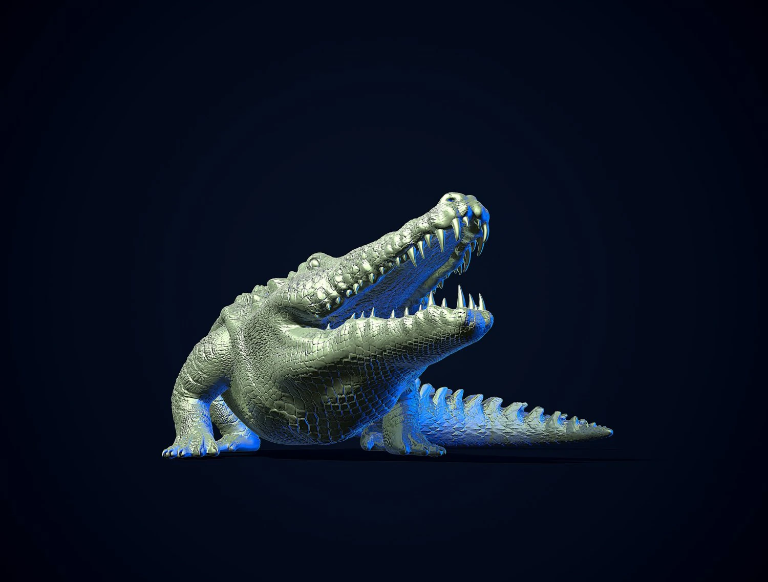 Crocodile printready 3D Print Model .c4d .max .obj .3ds .fbx .stl .blend