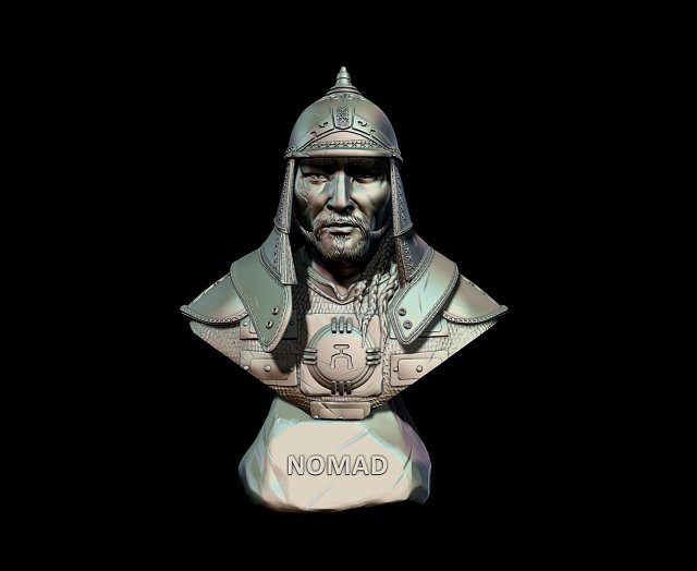 Bust of Genghis Khan 3D Print Model .c4d .max .obj .3ds .fbx .stl .blend 