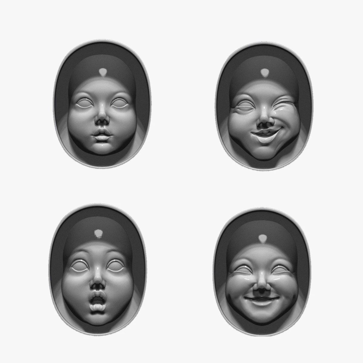 Molds for casting silicone molds of childrens faces 3D Print Model .c4d .max .obj .3ds .fbx .stl .blend 