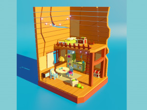 low poly house room 3D 模型