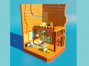 laag poly huiskamer 3D Model