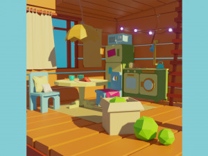 low poly house room 3D Model