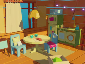 low poly house room 3D Model