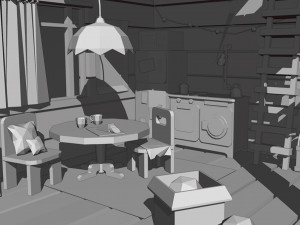 low poly house room 3D Model