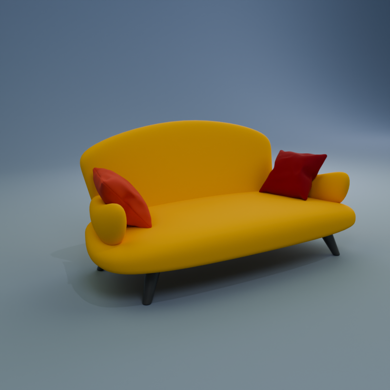 Cozy Sofa and Lamp in Vibrant Colors Model 3D .c4d .max .obj .3ds .fbx .stl .blend