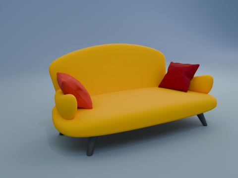 Cozy Sofa and Lamp in Vibrant Colors Model 3D