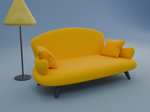 Cozy Sofa and Lamp in Vibrant Colors Model 3D