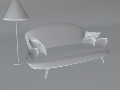 Cozy Sofa and Lamp in Vibrant Colors Model 3D
