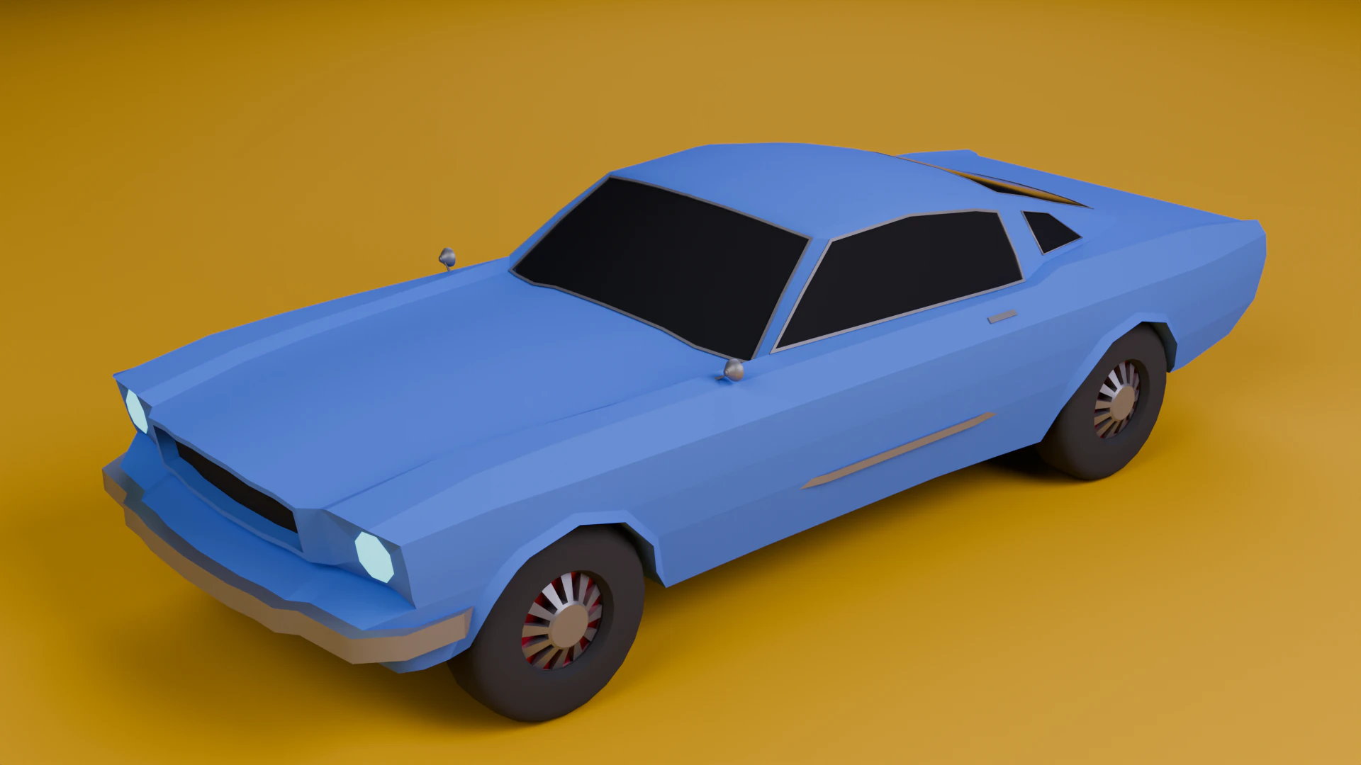 Low Poly Mustang 1965 3D Model .c4d .max .obj .3ds .fbx .stl .blend 