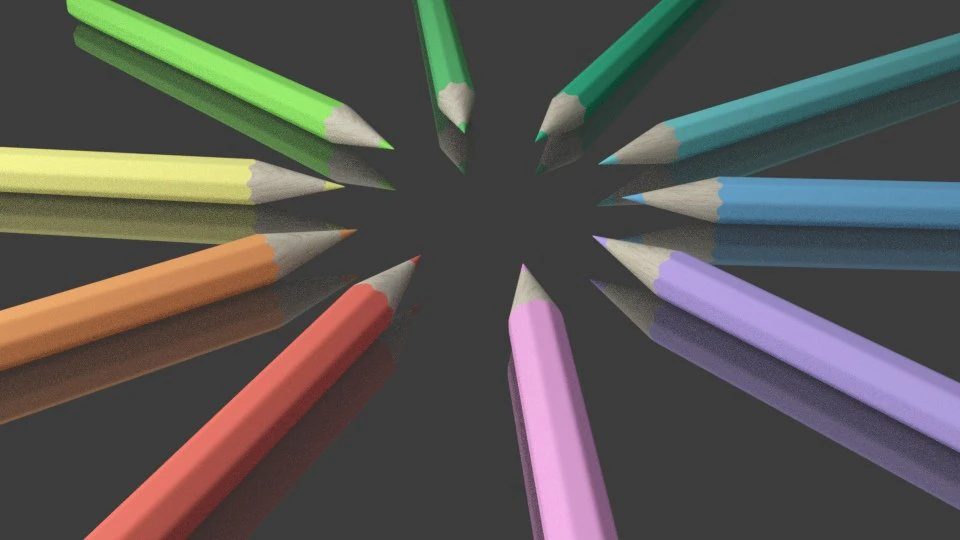 multi-colored pencils 3D Model .c4d .max .obj .3ds .fbx .stl .blend
