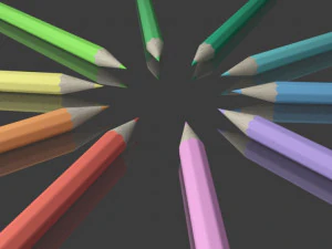 mehrfarbige Bleistifte 3D Modell