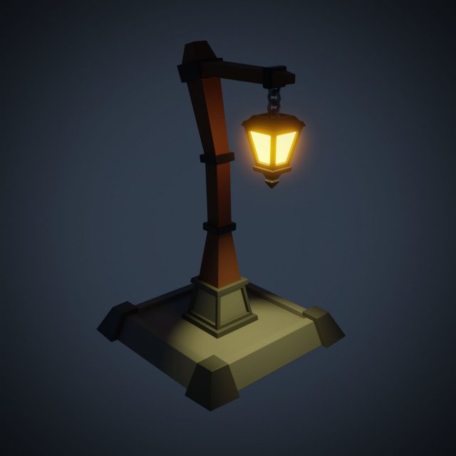 Low poly Cartoon Lantern Light 3D Model .c4d .max .obj .3ds .fbx .stl .blend 