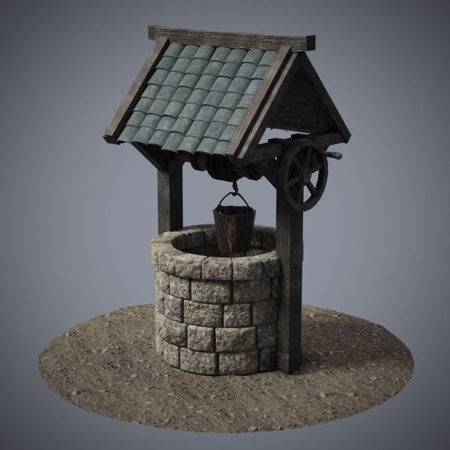 Game Ready Water Well Model 3D .c4d .max .obj .3ds .fbx .stl .blend 