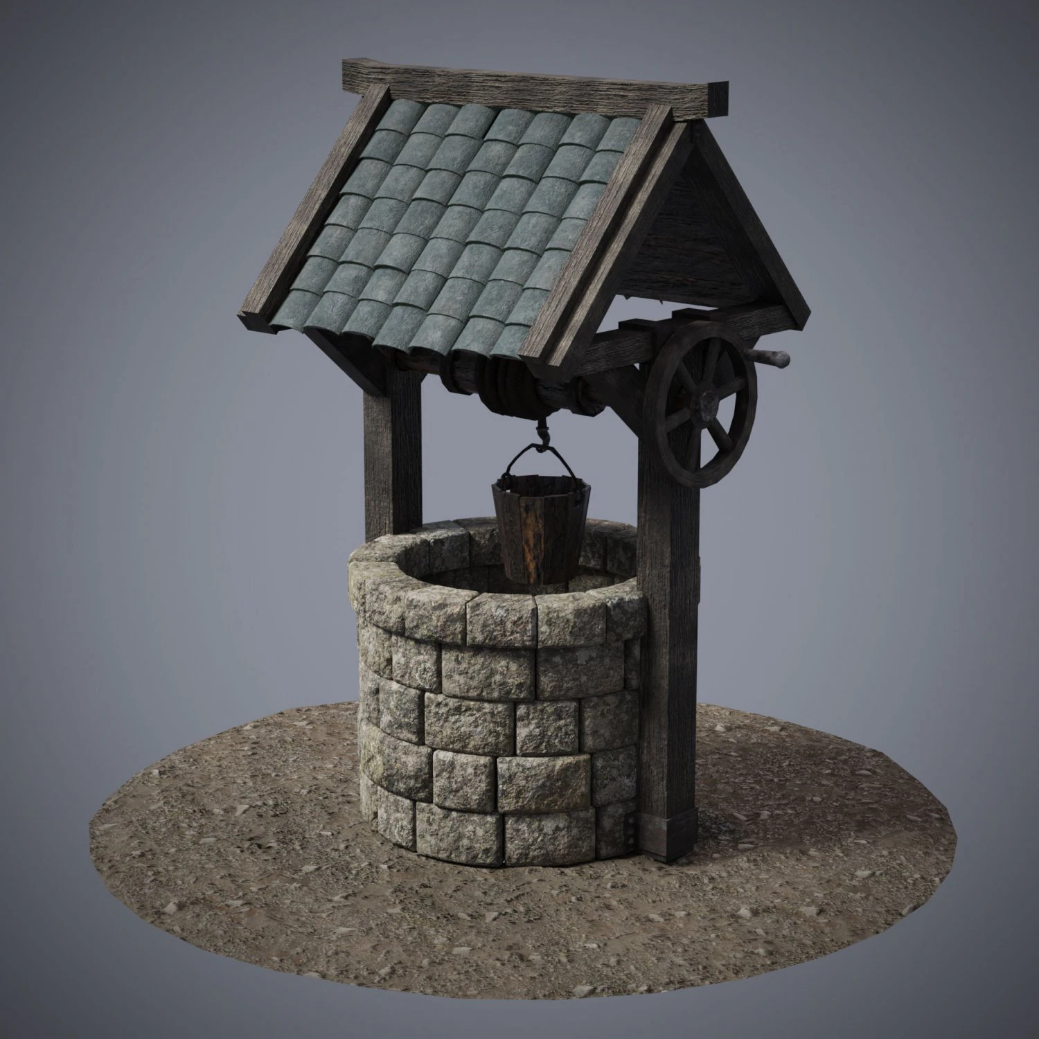 Game Ready Water Well 3D Model .c4d .max .obj .3ds .fbx .stl .blend 