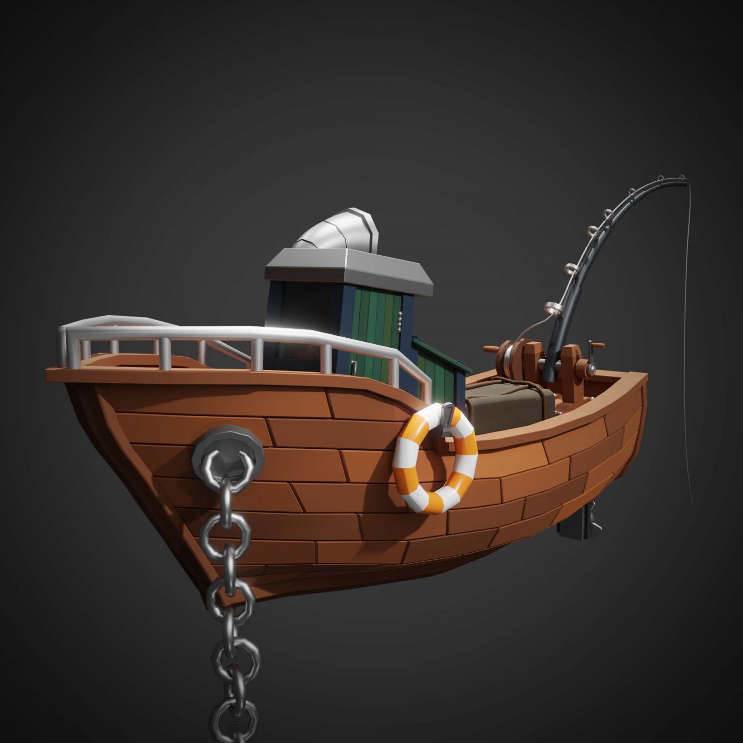 Lowpoly Cartoon Fishing Boat 3D Model in Boats 3DExport