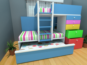 collection of five bunk beds 3D 模型