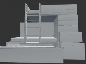 collection of five bunk beds 3D Model