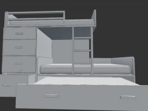 collection of five bunk beds 3D Model