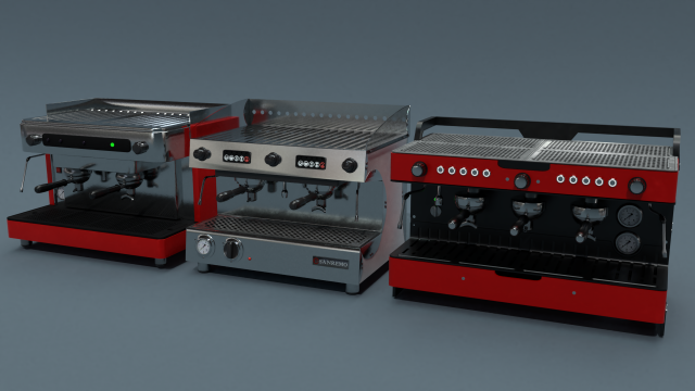 Collection of 3 coffee machines Model 3D .c4d .max .obj .3ds .fbx .stl .blend 
