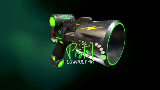 Sci-fi Pistol LowPoly Modelo 3D .c4d .max .obj .3ds .fbx .stl .blend 