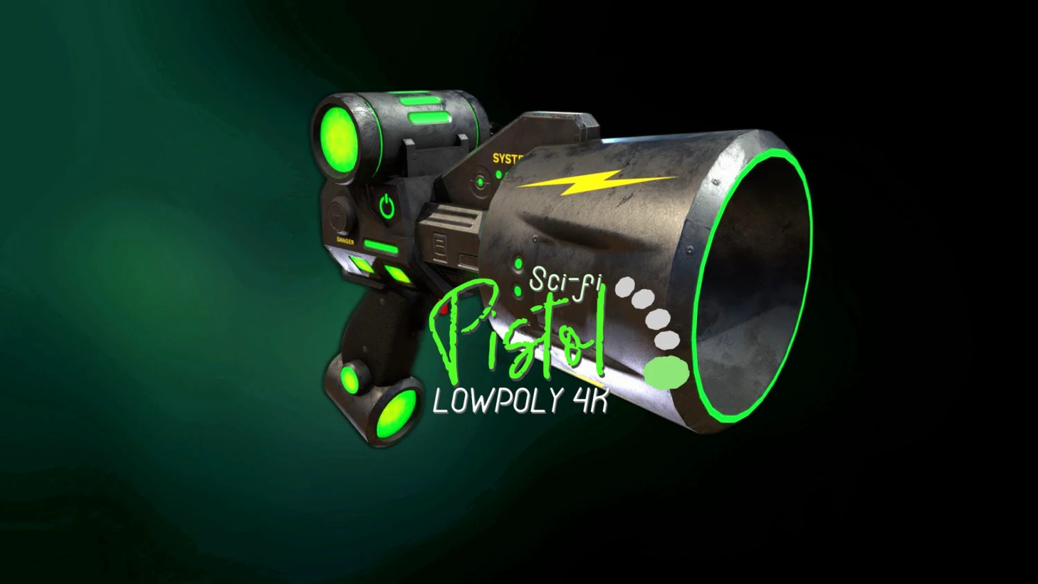 Sci-fi Pistol LowPoly 3D Model .c4d .max .obj .3ds .fbx .stl .blend 