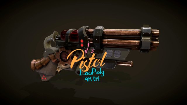 Pistol LowPoly 3D Model .c4d .max .obj .3ds .fbx .stl .blend 