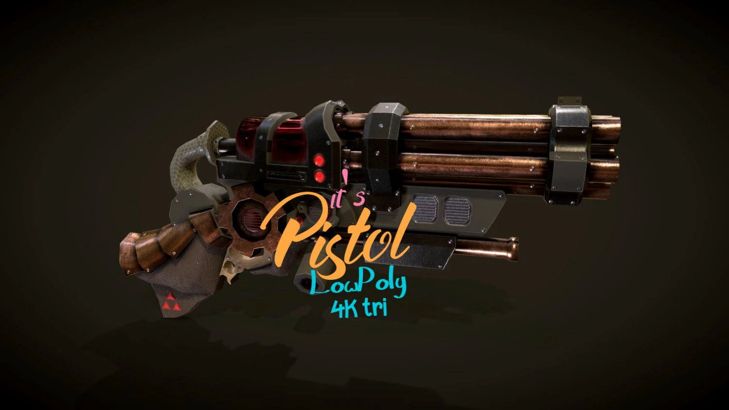 Pistol LowPoly 3D Model .c4d .max .obj .3ds .fbx .stl .blend 