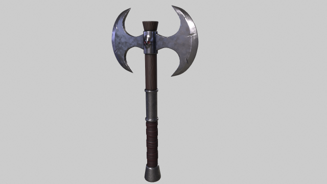 Double Warrior Axe Stylized 3D 模型 .c4d .max .obj .3ds .fbx .stl .blend 