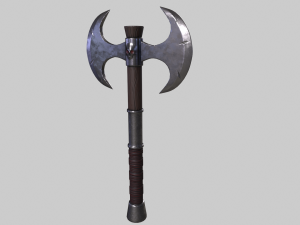Double Warrior Axe Stylized 3D Model