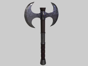 Double Warrior Axe Stylized 3D Model