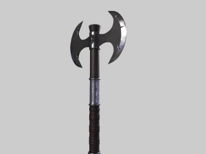 Double Warrior Axe Stylized 3D Model