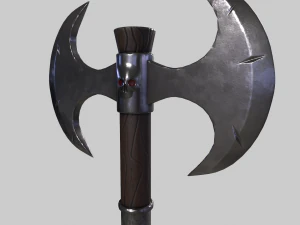 Double Warrior Axe Stylized 3D Model