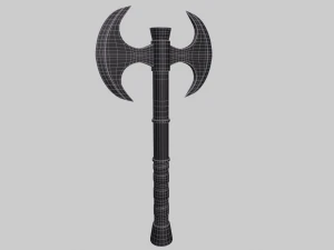 Double Warrior Axe Stylized 3D Model