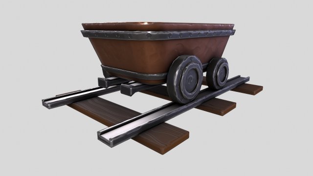 Stylized MineCart 3D Model .c4d .max .obj .3ds .fbx .stl .blend 