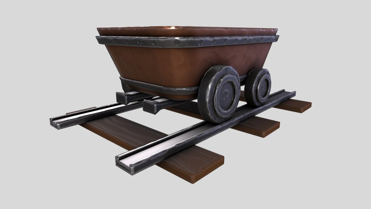 Stylized MineCart 3D Model .c4d .max .obj .3ds .fbx .stl .blend