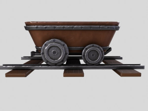 Stylized MineCart 3D Model