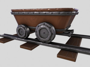 Stylized MineCart 3D Model