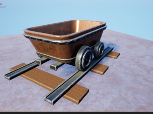 Stylized MineCart 3D Model