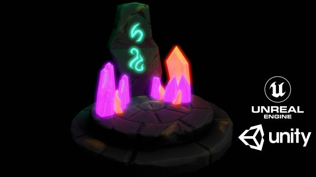 Stylized Runestone Crystal Model Model 3D .c4d .max .obj .3ds .fbx .stl .blend 