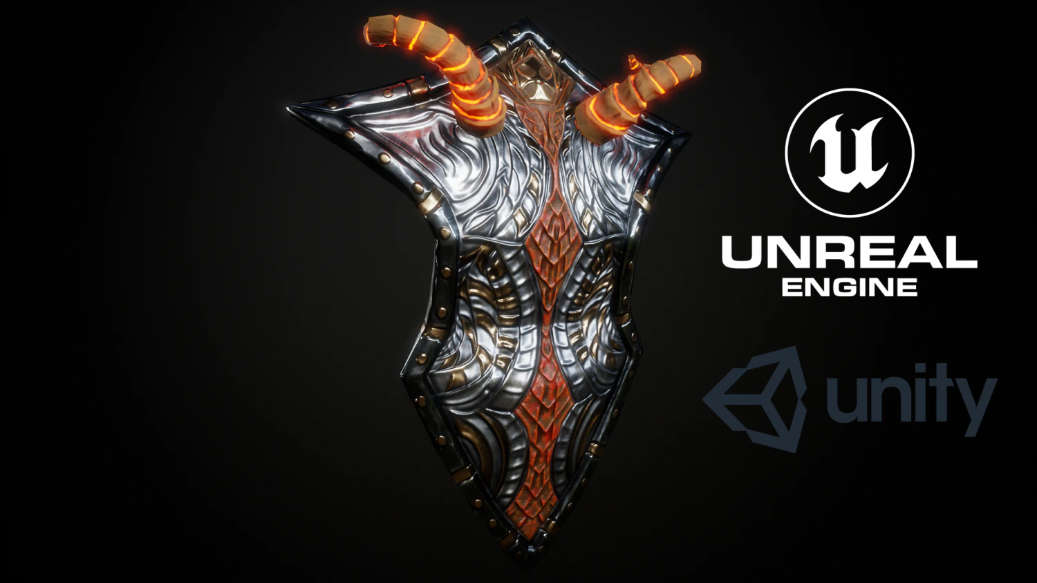 Stylized Warrior Shield GameReady 3D Model .c4d .max .obj .3ds .fbx .stl .blend 