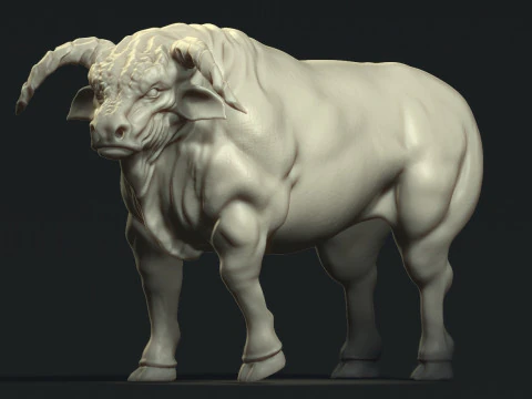 Hoog Poly Sculpt Bull-model 3D Model