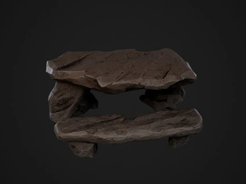 Stylized Stone Table GameReady Model 3D Model