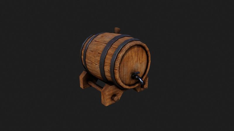Realistic Wooden Barrel 3D Model .c4d .max .obj .3ds .fbx .stl .blend