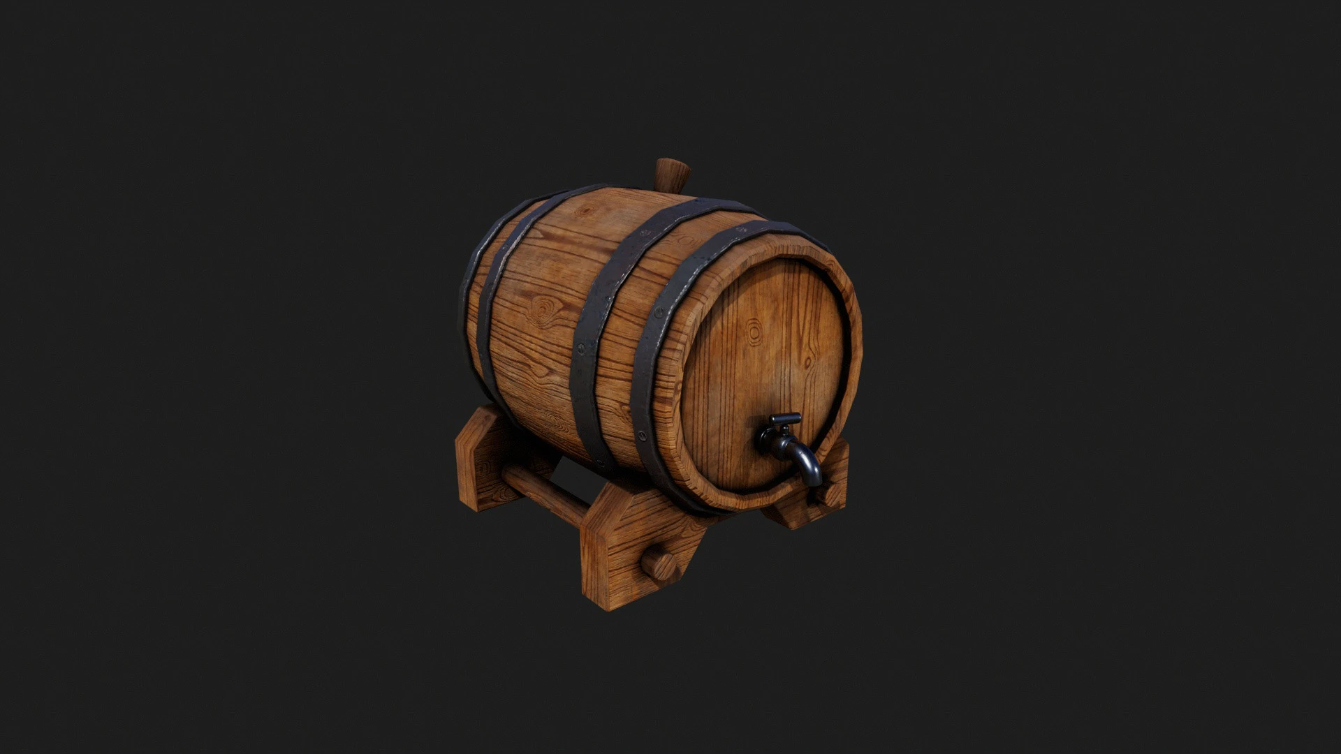 Realistic Wooden Barrel 3D Model .c4d .max .obj .3ds .fbx .stl .blend