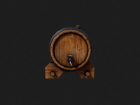 Realistic Wooden Barrel 3D Model