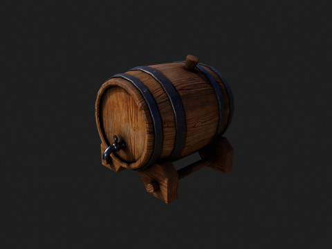 Realistic Wooden Barrel 3D Model