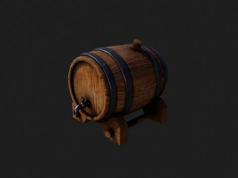 Realistic Wooden Barrel 3D Model