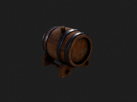 Realistic Wooden Barrel 3D Model